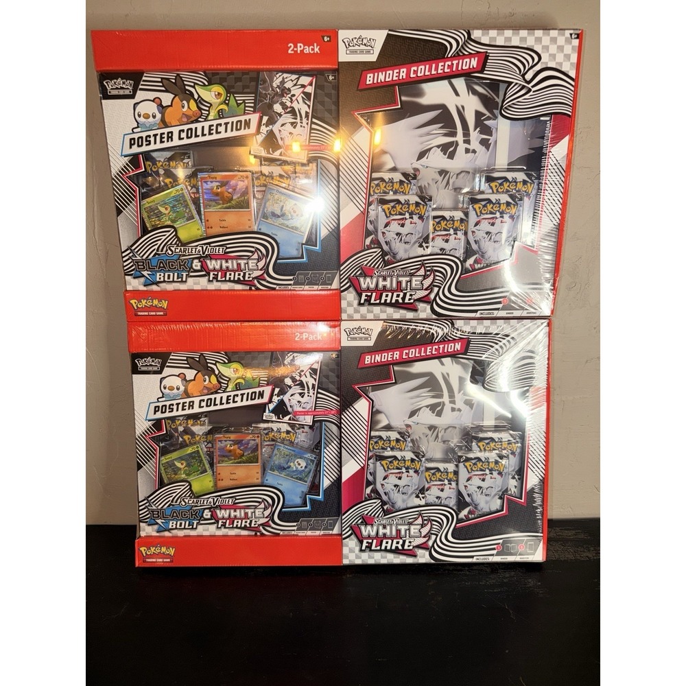 Sams Club Pokemon White Flare Binder Collection and Poster Collection Lot Of 2